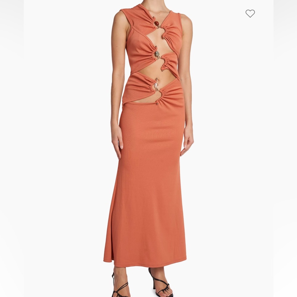 Christopher Esber Crystal Stone Cut-Out Gown. Size AU 10. US size 6. Carnelian.
